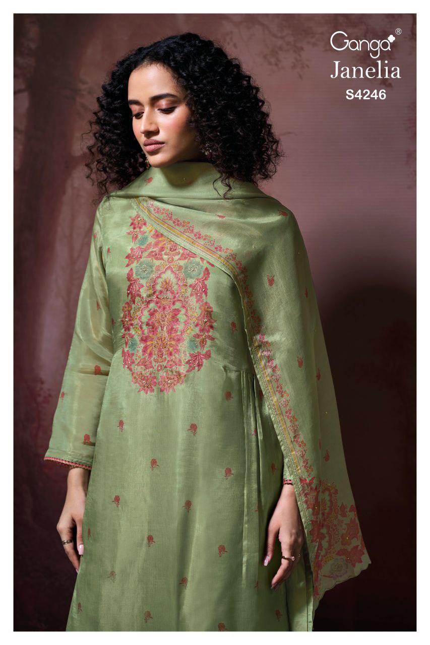 Ganga Janelia 4246 Bemberg Silk With Embroidery Salwar kameez