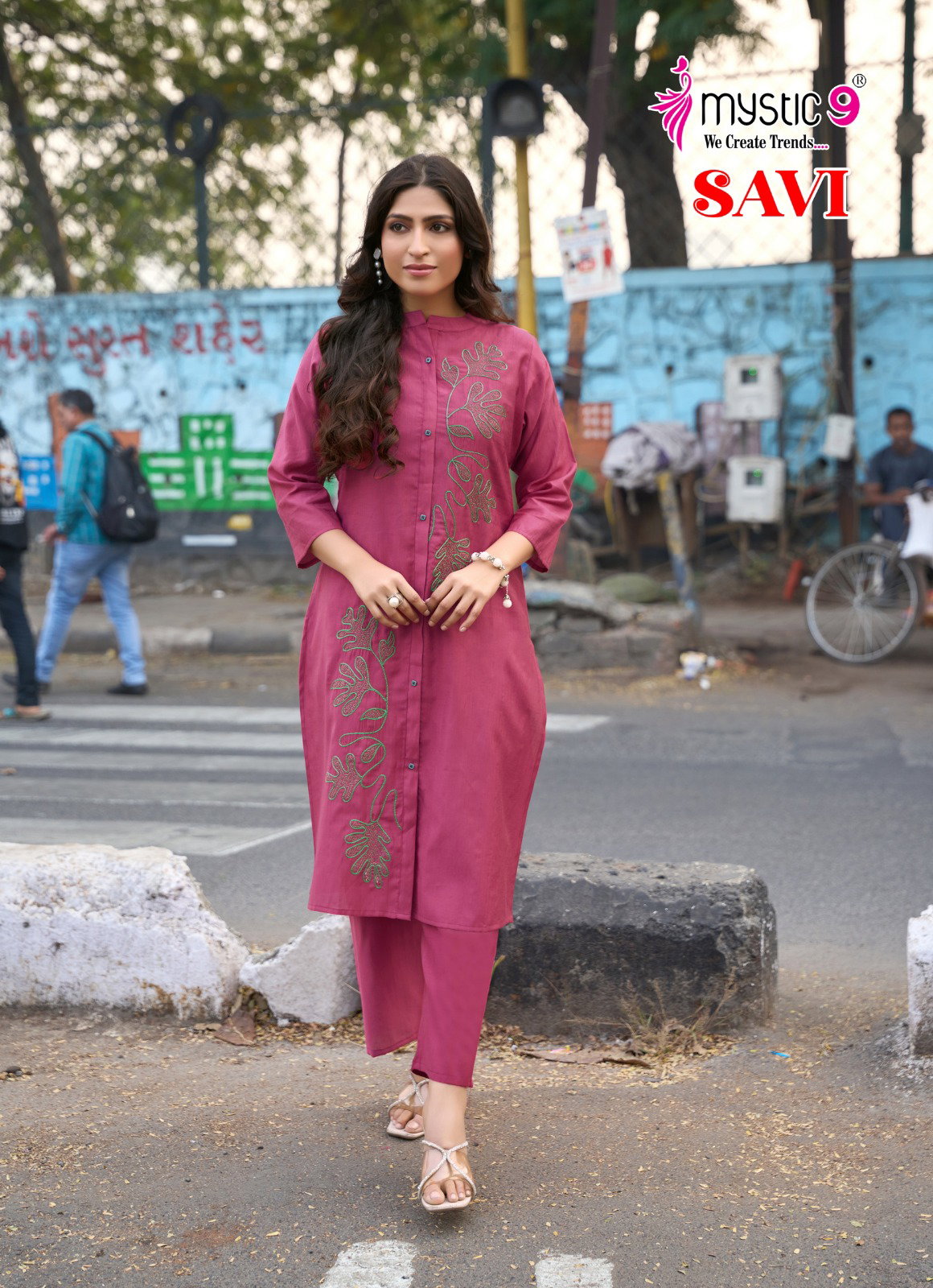 Mystic 9 Savi Vol 1 Vertican Embroidery Kurti Bottom With Dupatta