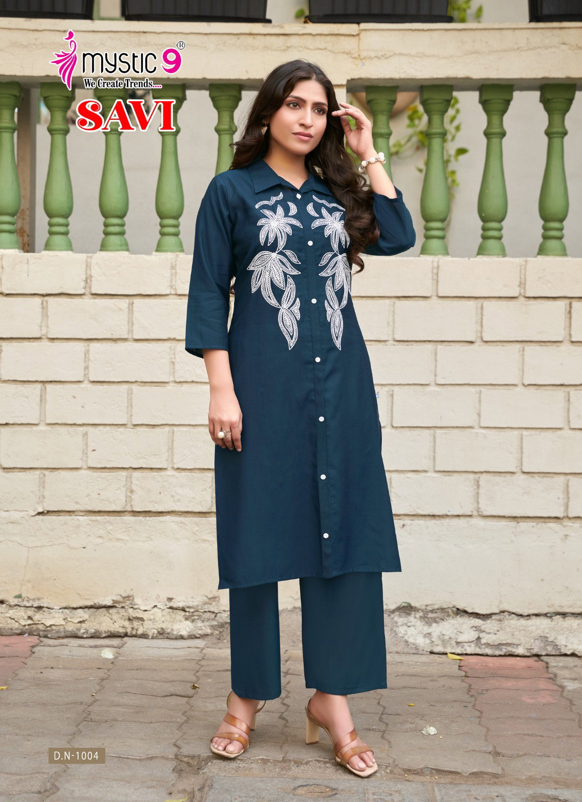 Mystic 9 Savi Vol 1 Vertican Embroidery Kurti Bottom With Dupatta