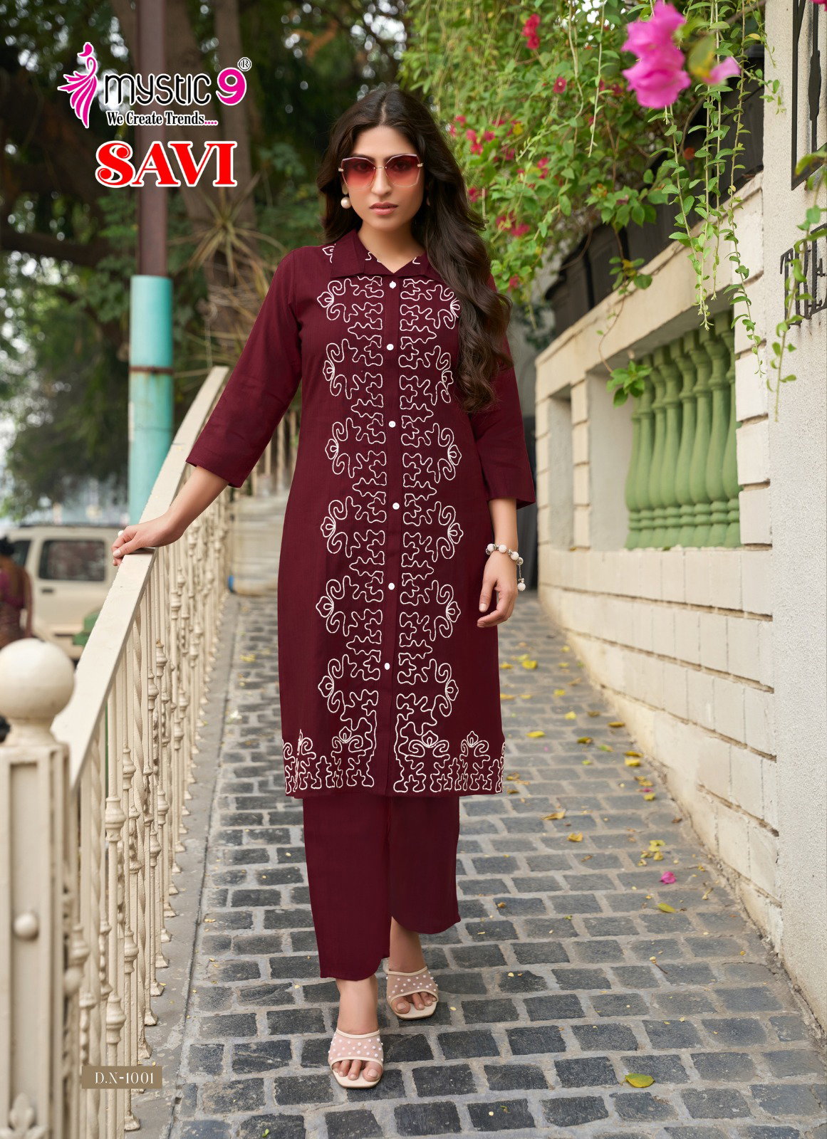 Mystic 9 Savi Vol 1 Vertican Embroidery Kurti Bottom With Dupatta