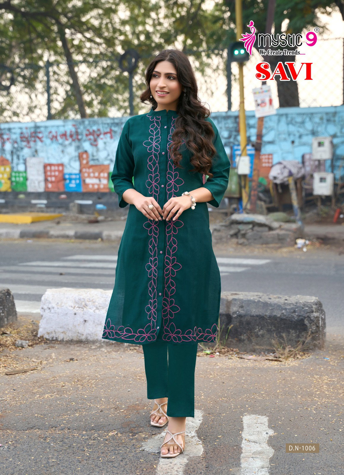 Mystic 9 Savi Vol 1 Vertican Embroidery Kurti Bottom With Dupatta