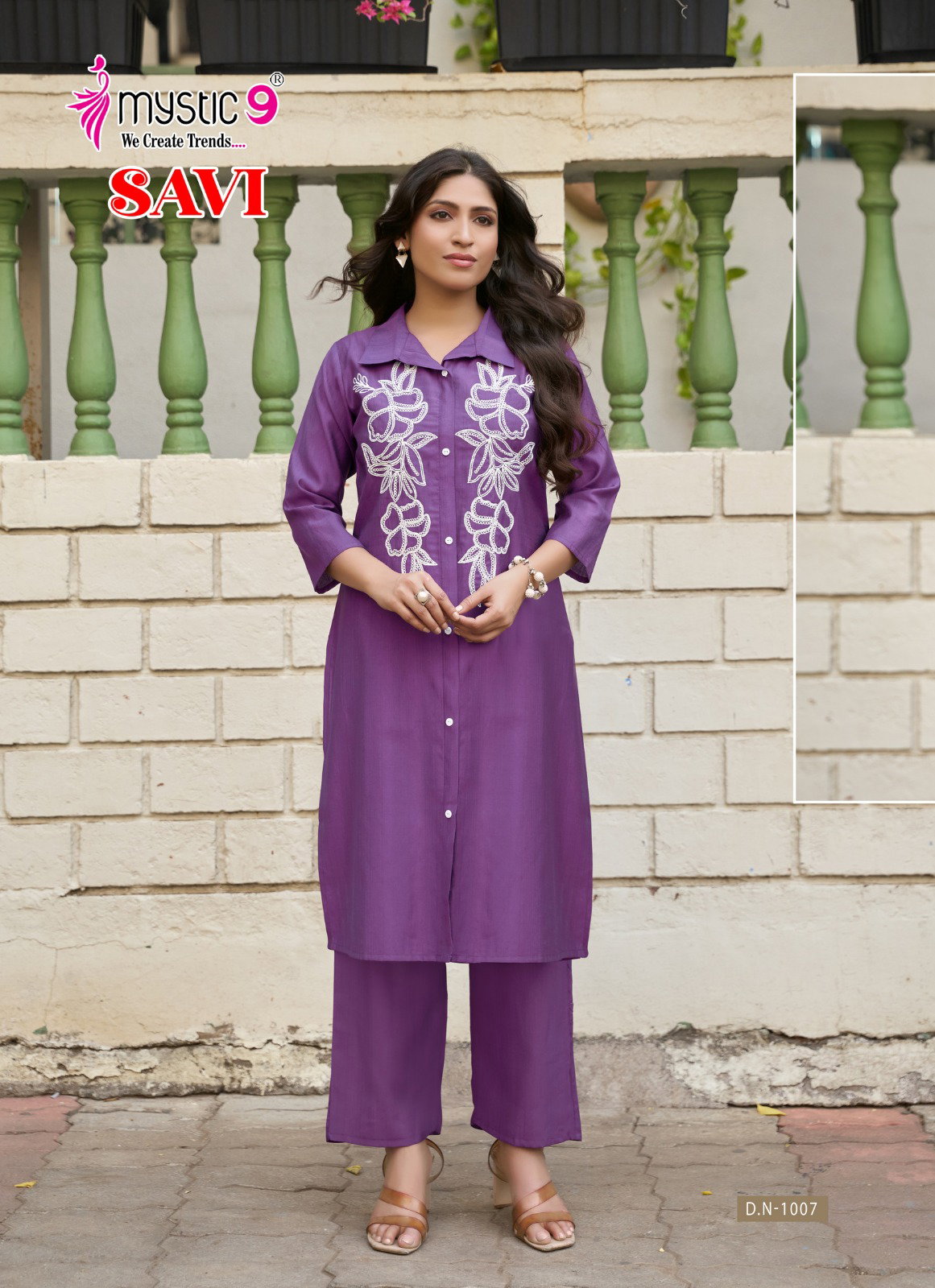 Mystic 9 Savi Vol 1 Vertican Embroidery Kurti Bottom With Dupatta