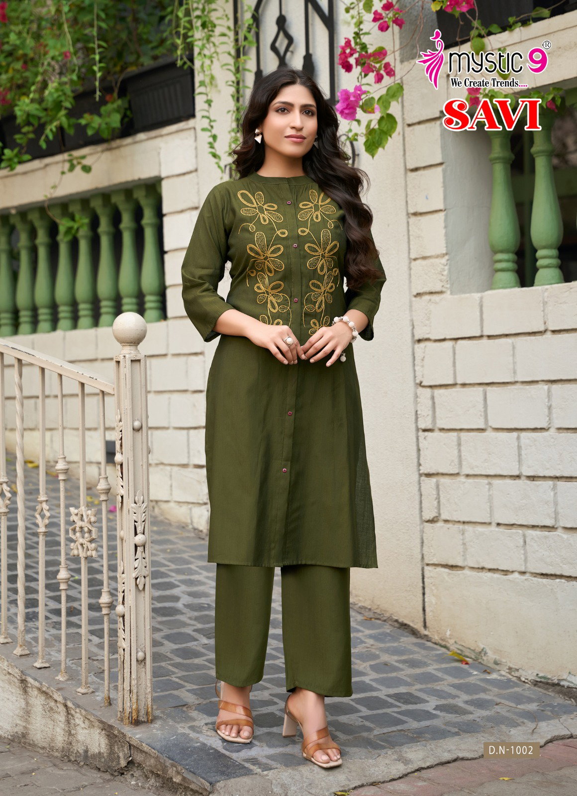 Mystic 9 Savi Vol 1 Vertican Embroidery Kurti Bottom With Dupatta