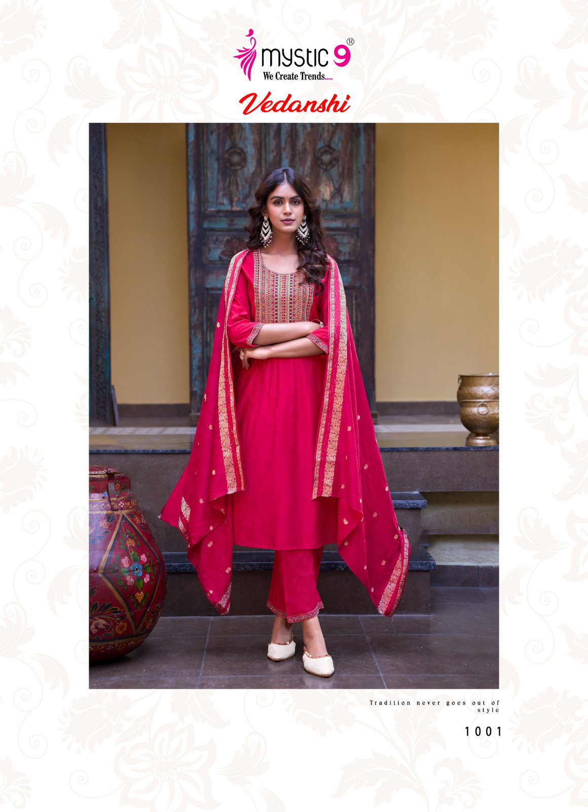 Mystic 9 Vedanshi Vol 1 Vertican Slub A line Cut Kurti Bottom With Dupatta