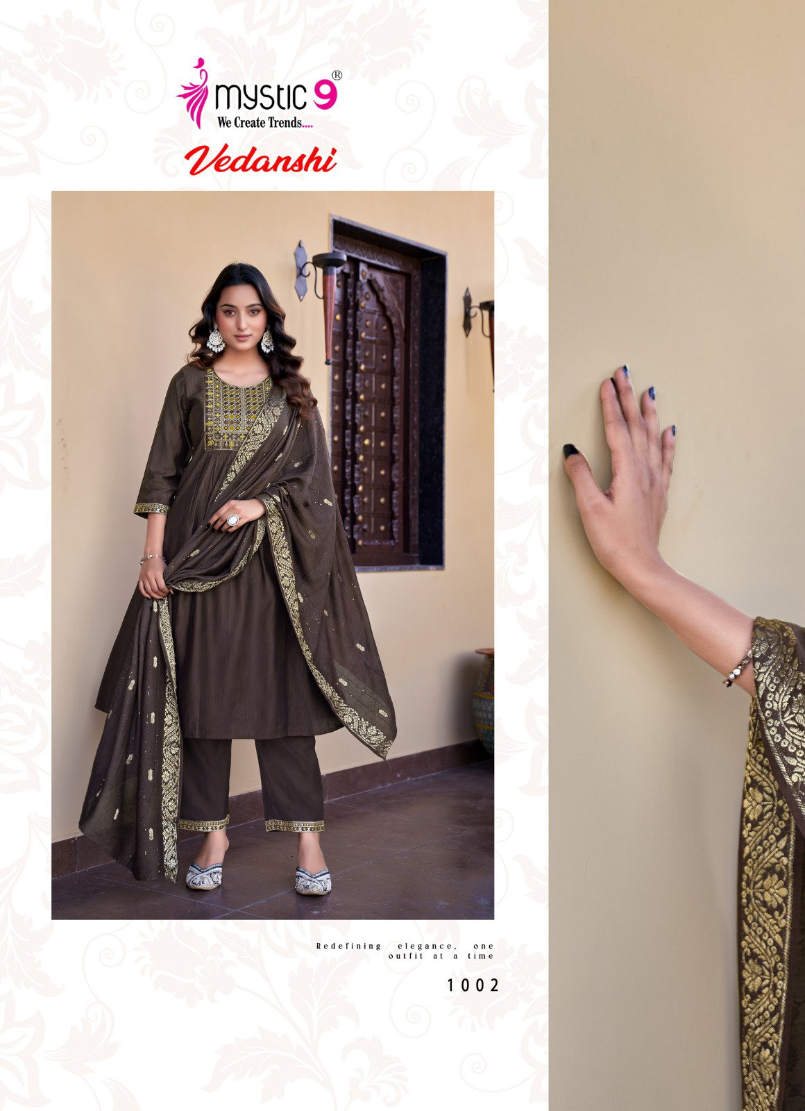 Mystic 9 Vedanshi Vol 1 Vertican Slub A line Cut Kurti Bottom With Dupatta