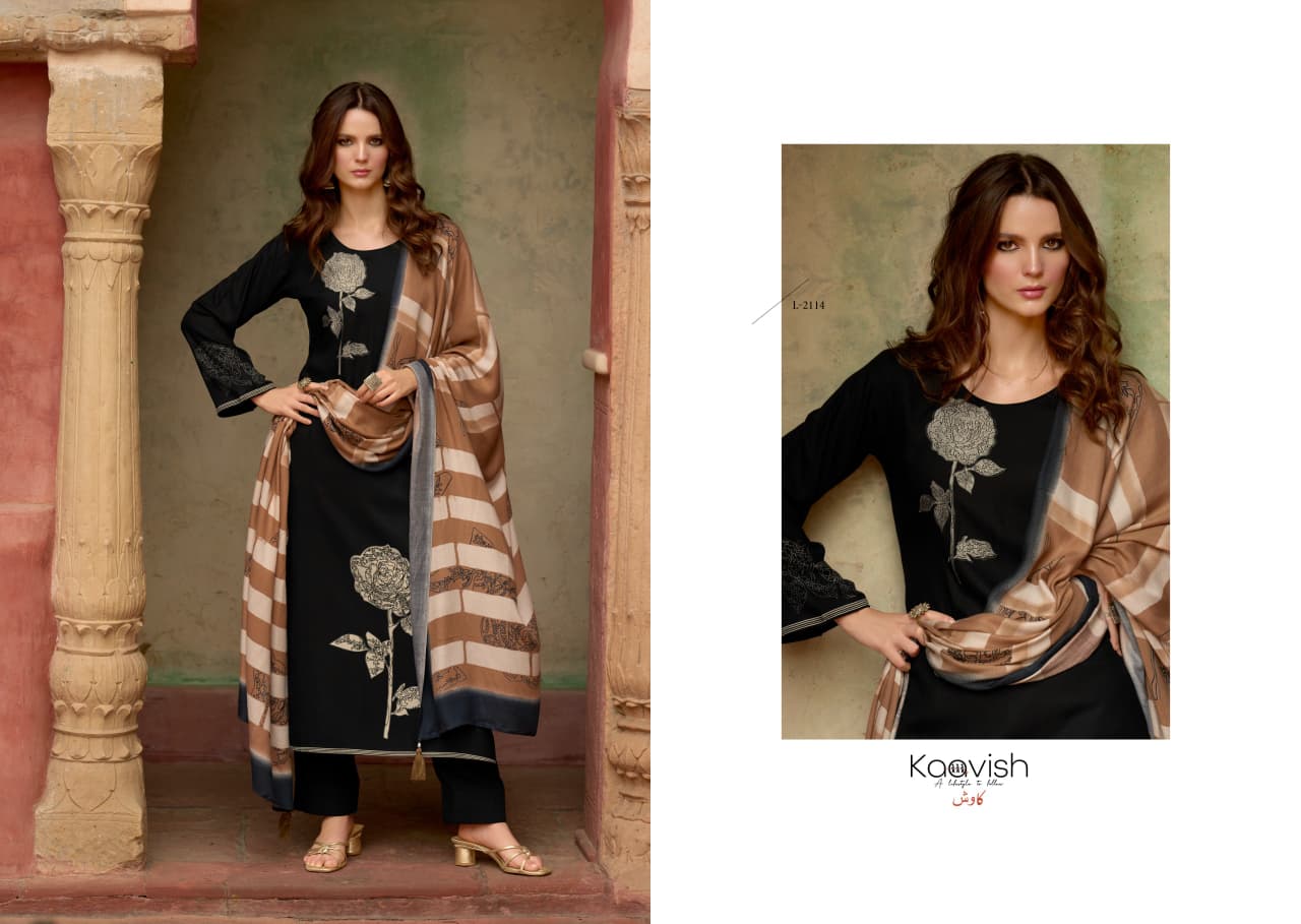Kaavish Lazina Jam Cotton Digital Print With Work Dress Material