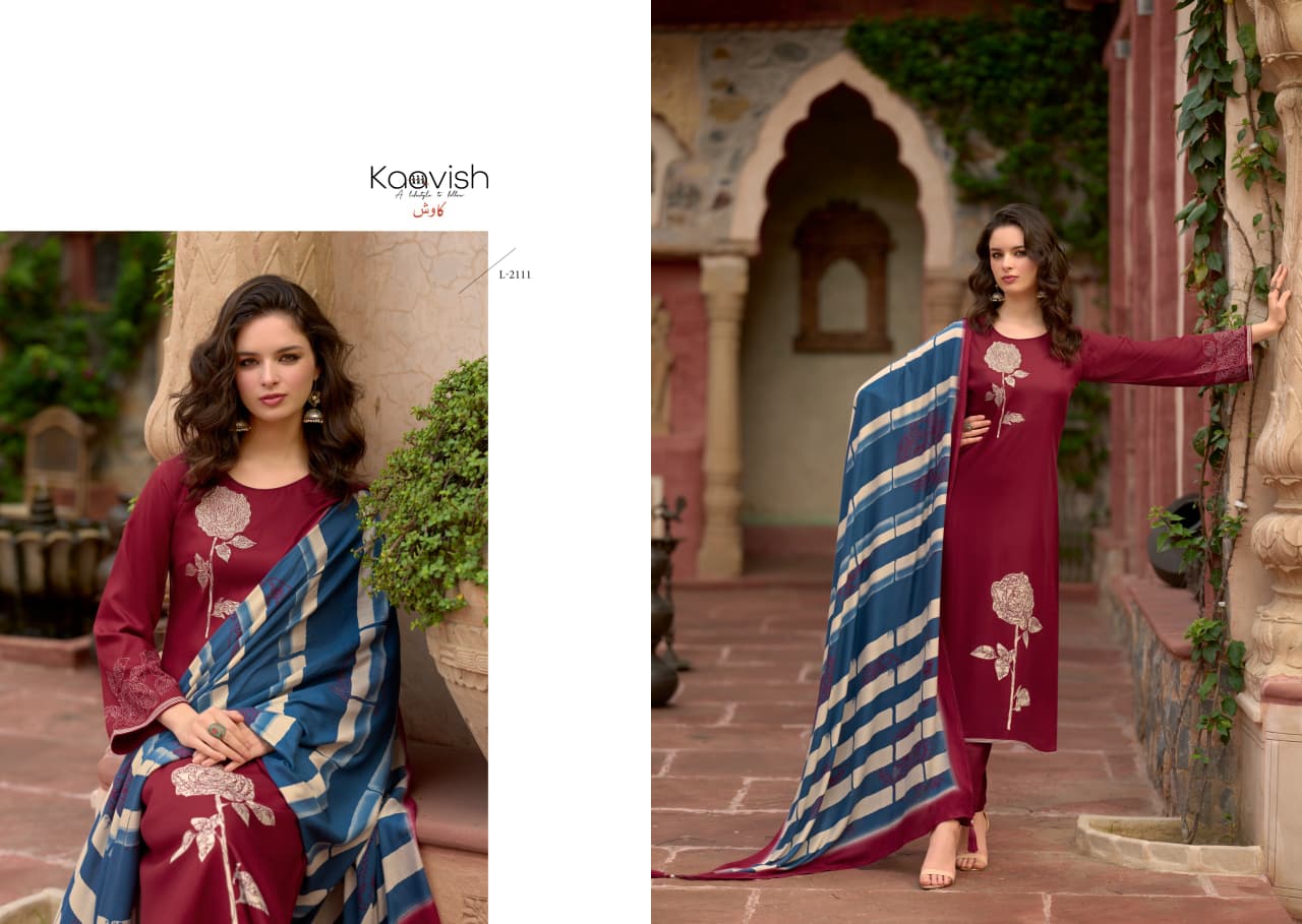 Kaavish Lazina Jam Cotton Digital Print With Work Dress Material