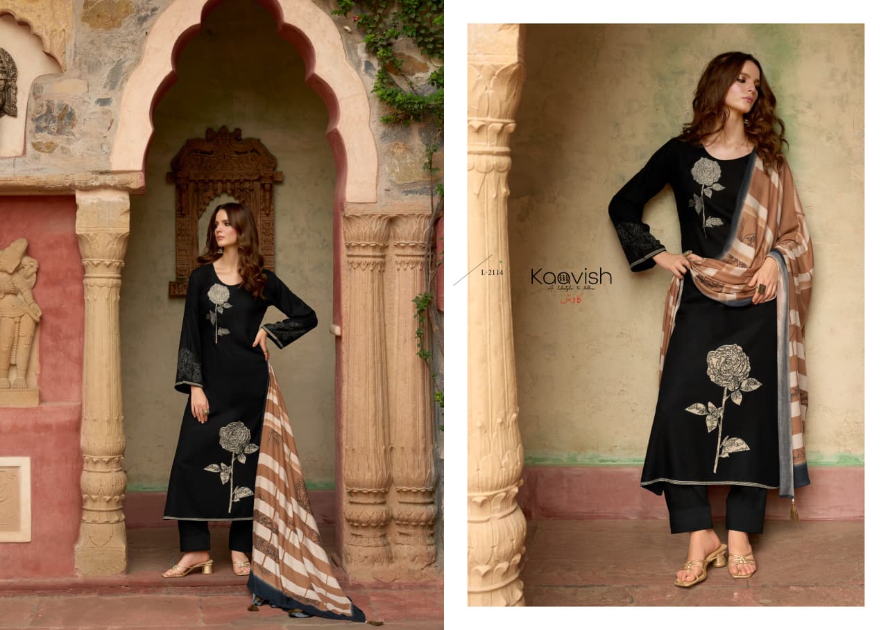 Kaavish Lazina Jam Cotton Digital Print With Work Dress Material