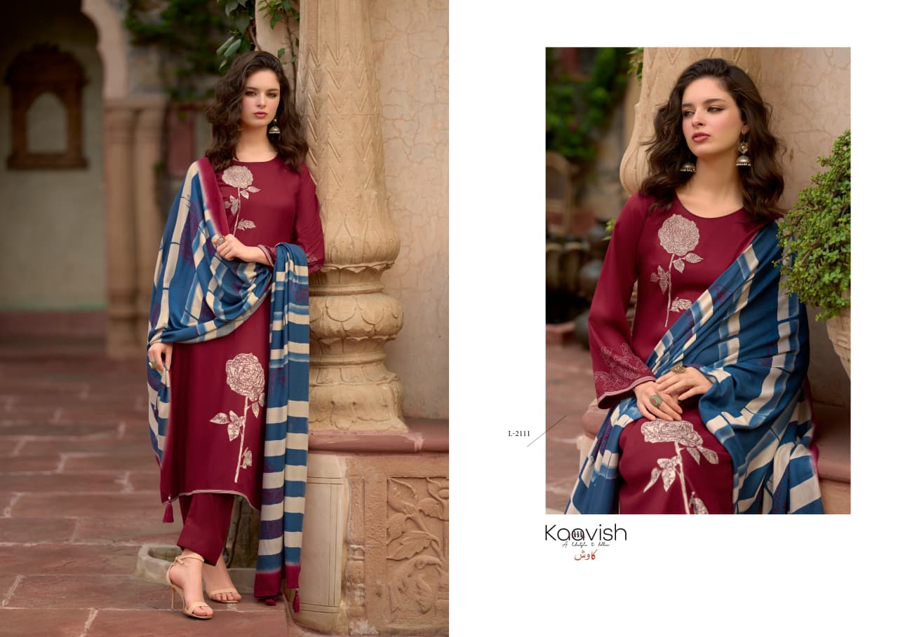 Kaavish Lazina Jam Cotton Digital Print With Work Dress Material