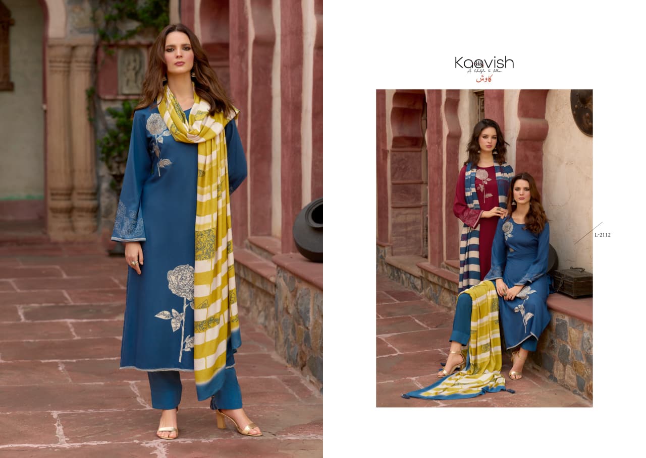 Kaavish Lazina Jam Cotton Digital Print With Work Dress Material