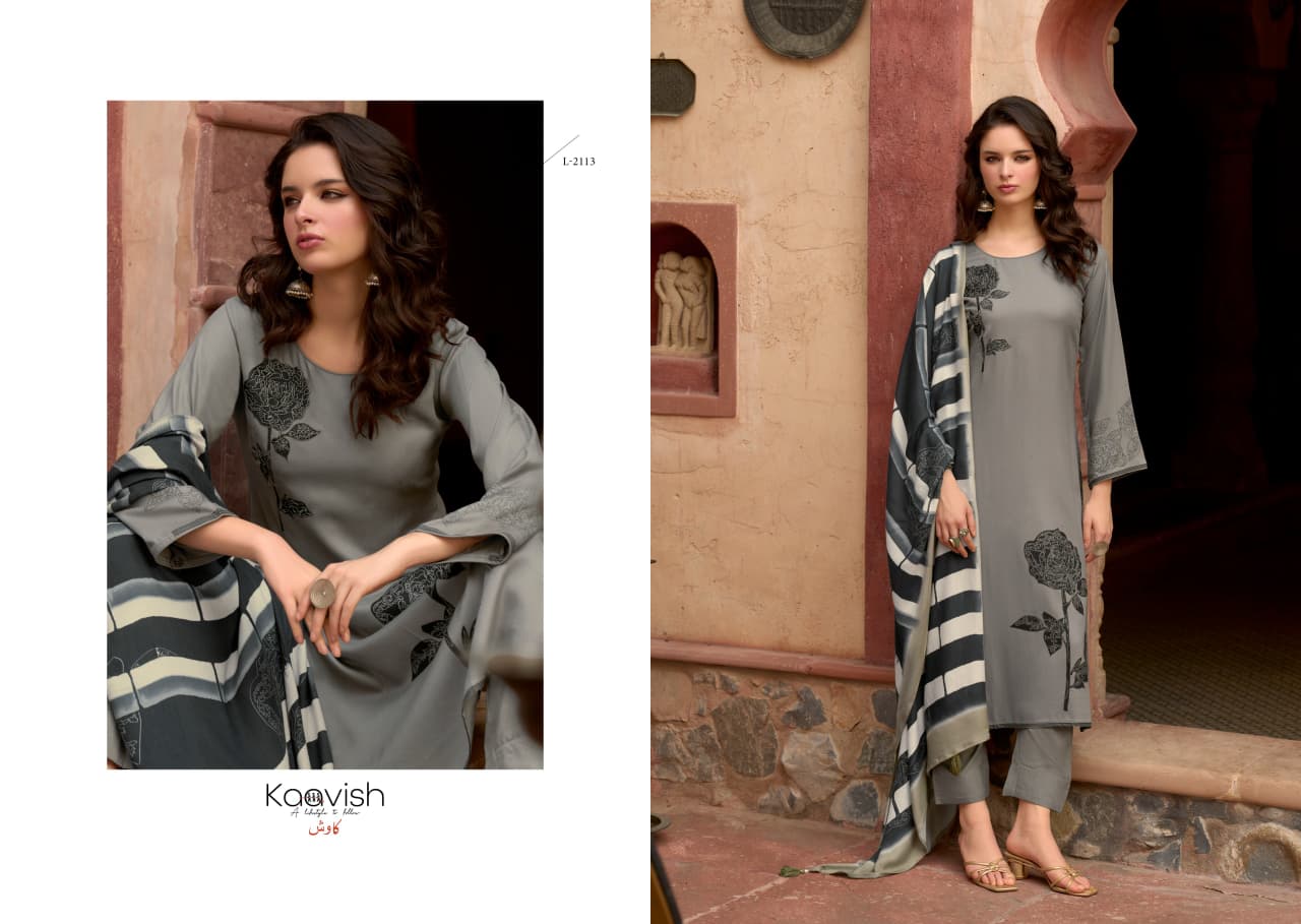 Kaavish Lazina Jam Cotton Digital Print With Work Dress Material