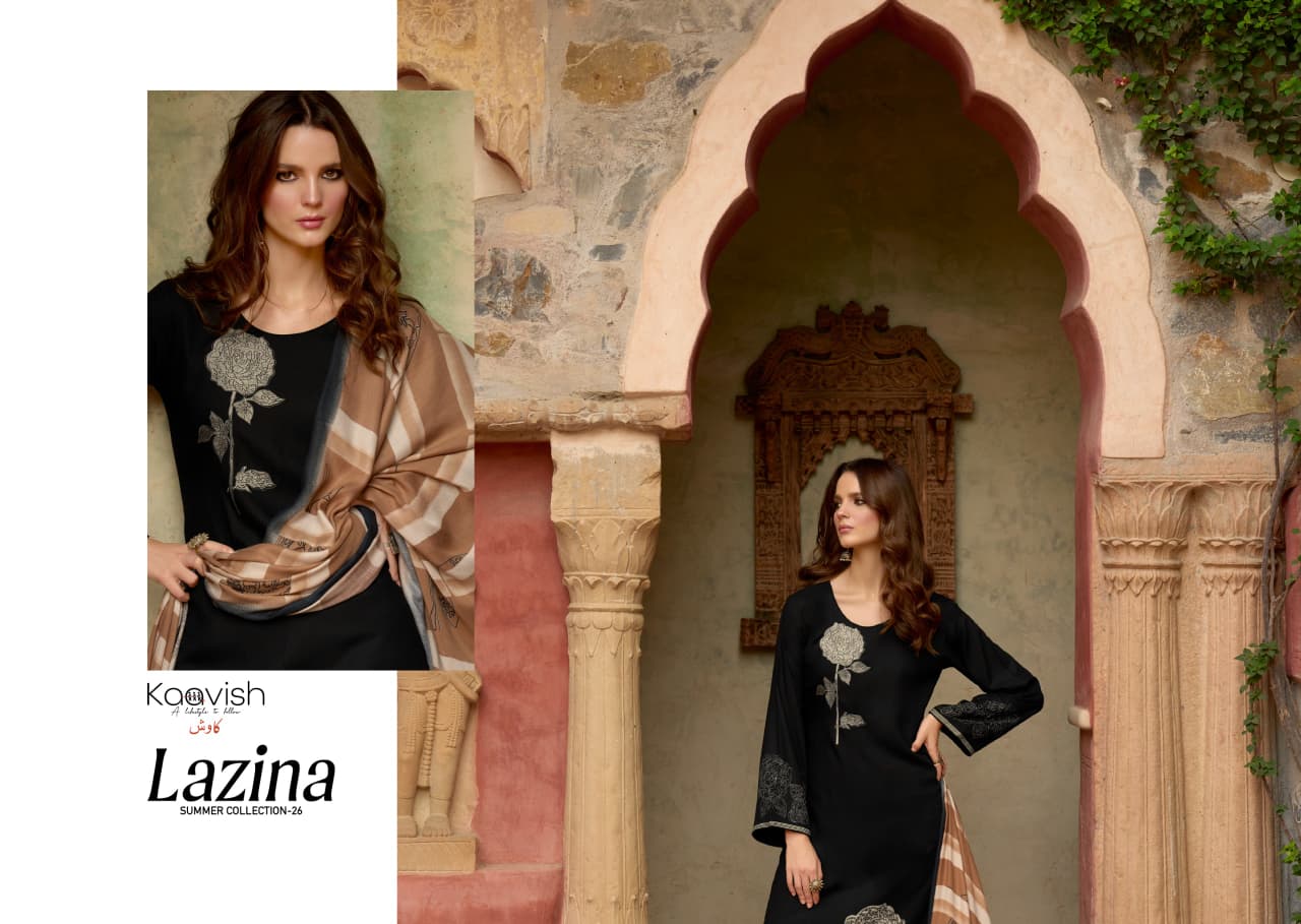 Kaavish Lazina Jam Cotton Digital Print With Work Dress Material