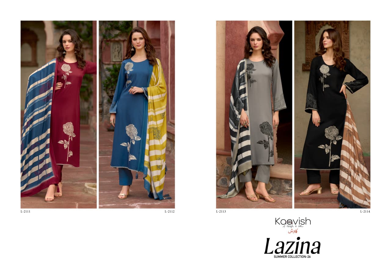 Kaavish Lazina Jam Cotton Digital Print With Work Dress Material
