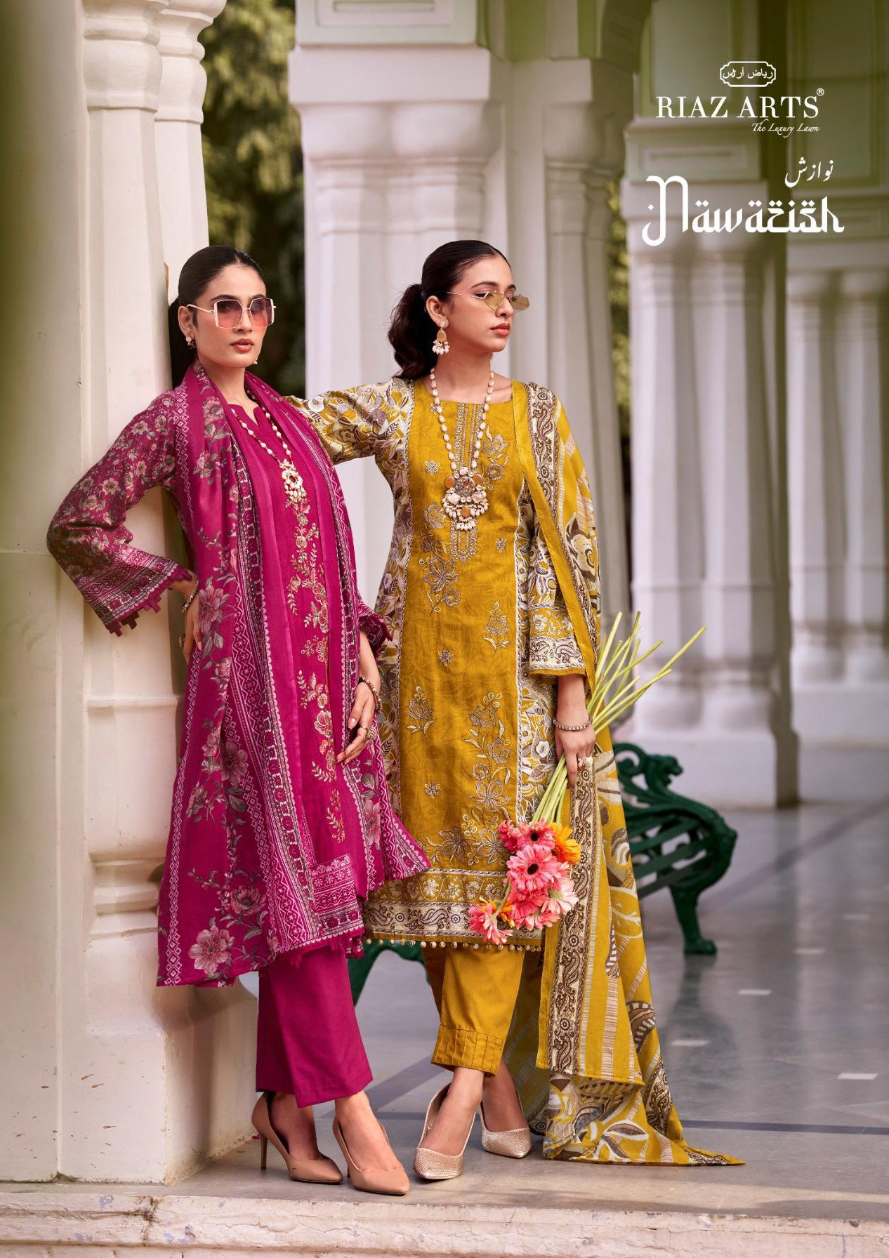 Riaz Arts Nawazish Cambric Cotton With Embroidery Dress Material