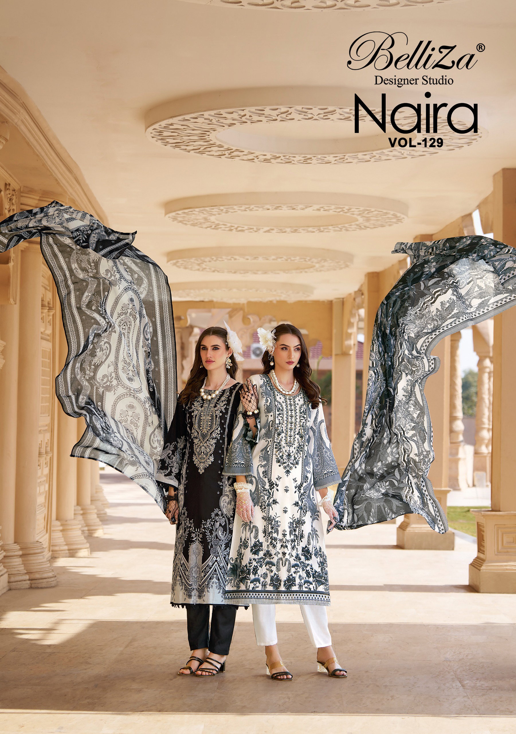 Belliza Naira Vol 129 Cotton Digital Print With Work Dress Material