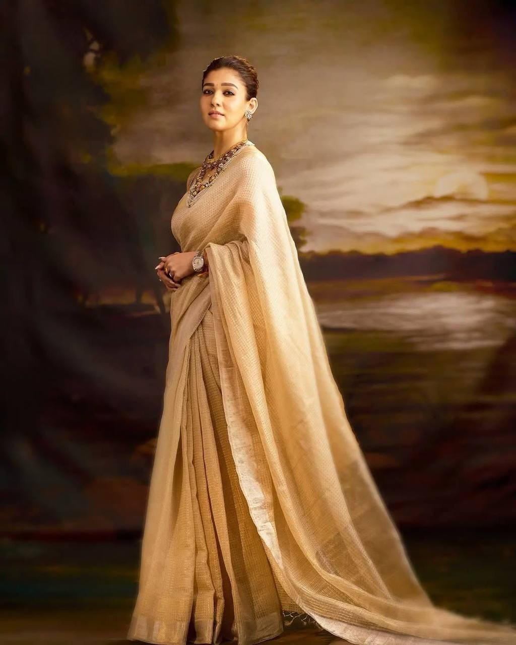 SF 818 - Nayanthara banarsi handloom golden tissue zari silk saree Collection 