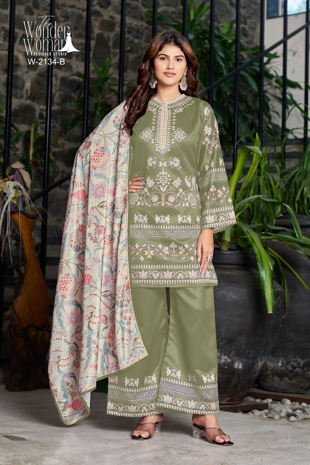 Wonder Women W 2134 Imported Satin Printed Top Bottom With Dupatta
