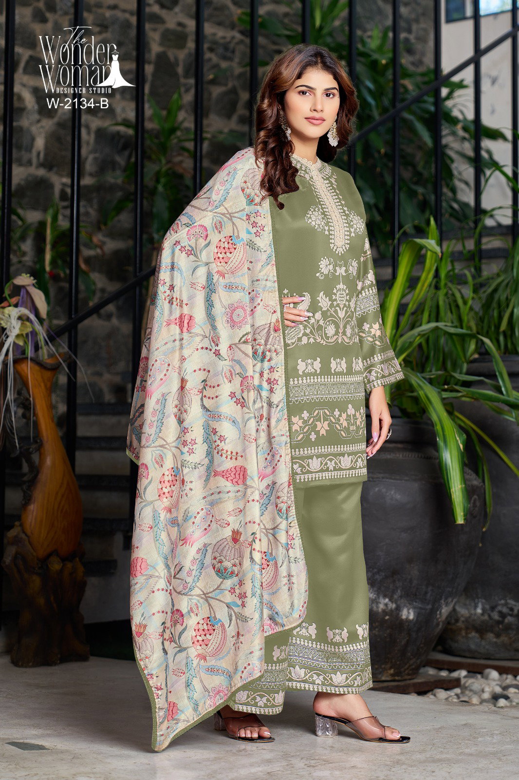 Wonder Women W 2134 Imported Satin Printed Top Bottom With Dupatta
