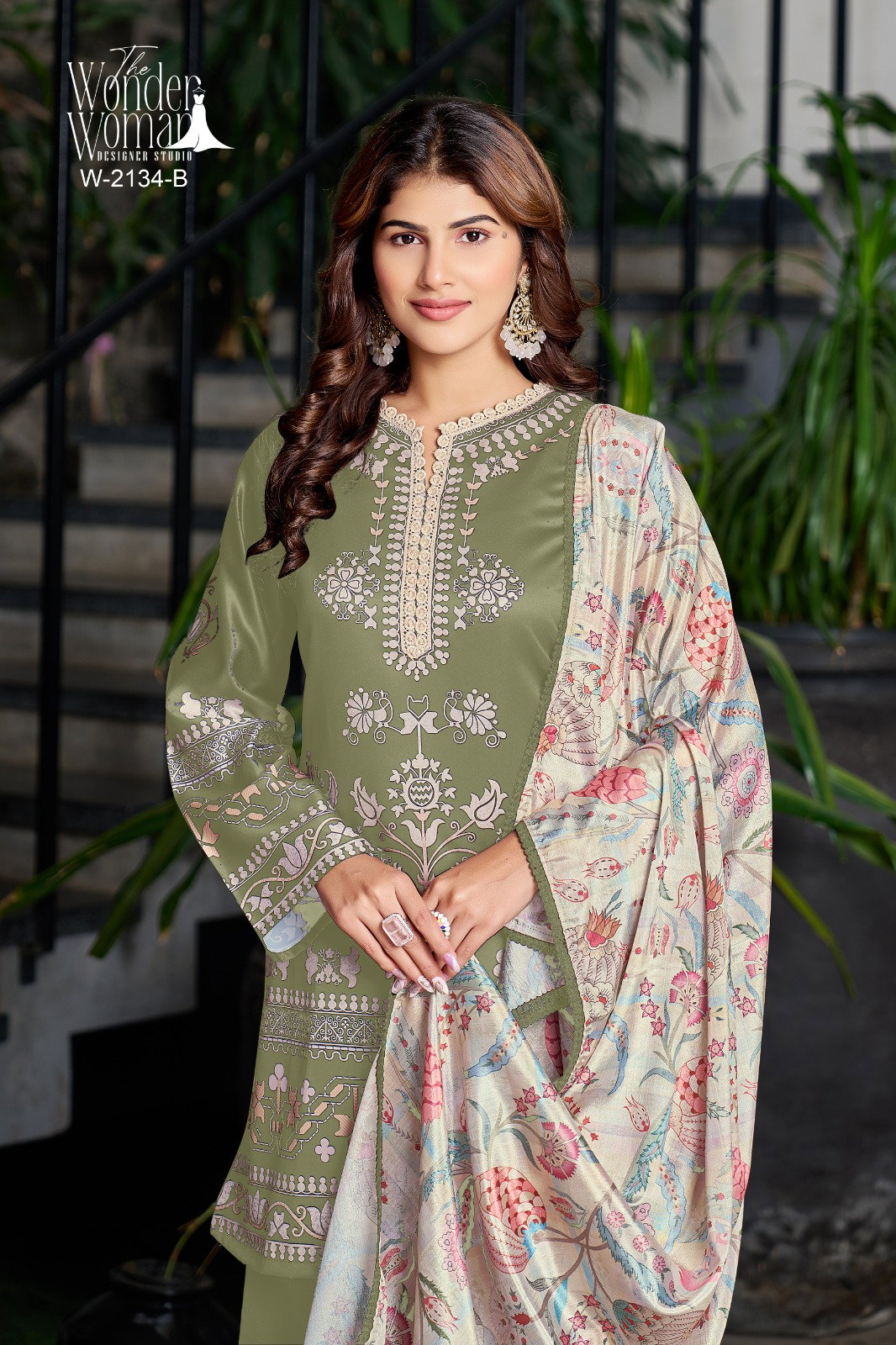 Wonder Women W 2134 Imported Satin Printed Top Bottom With Dupatta