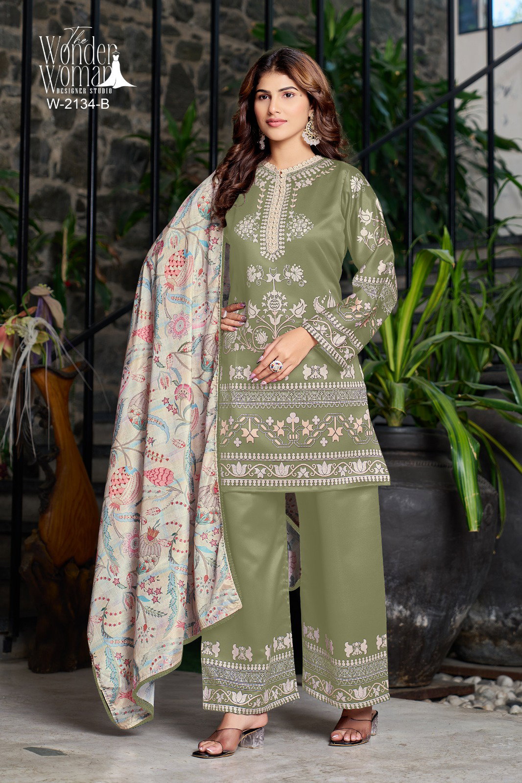 Wonder Women W 2134 Imported Satin Printed Top Bottom With Dupatta