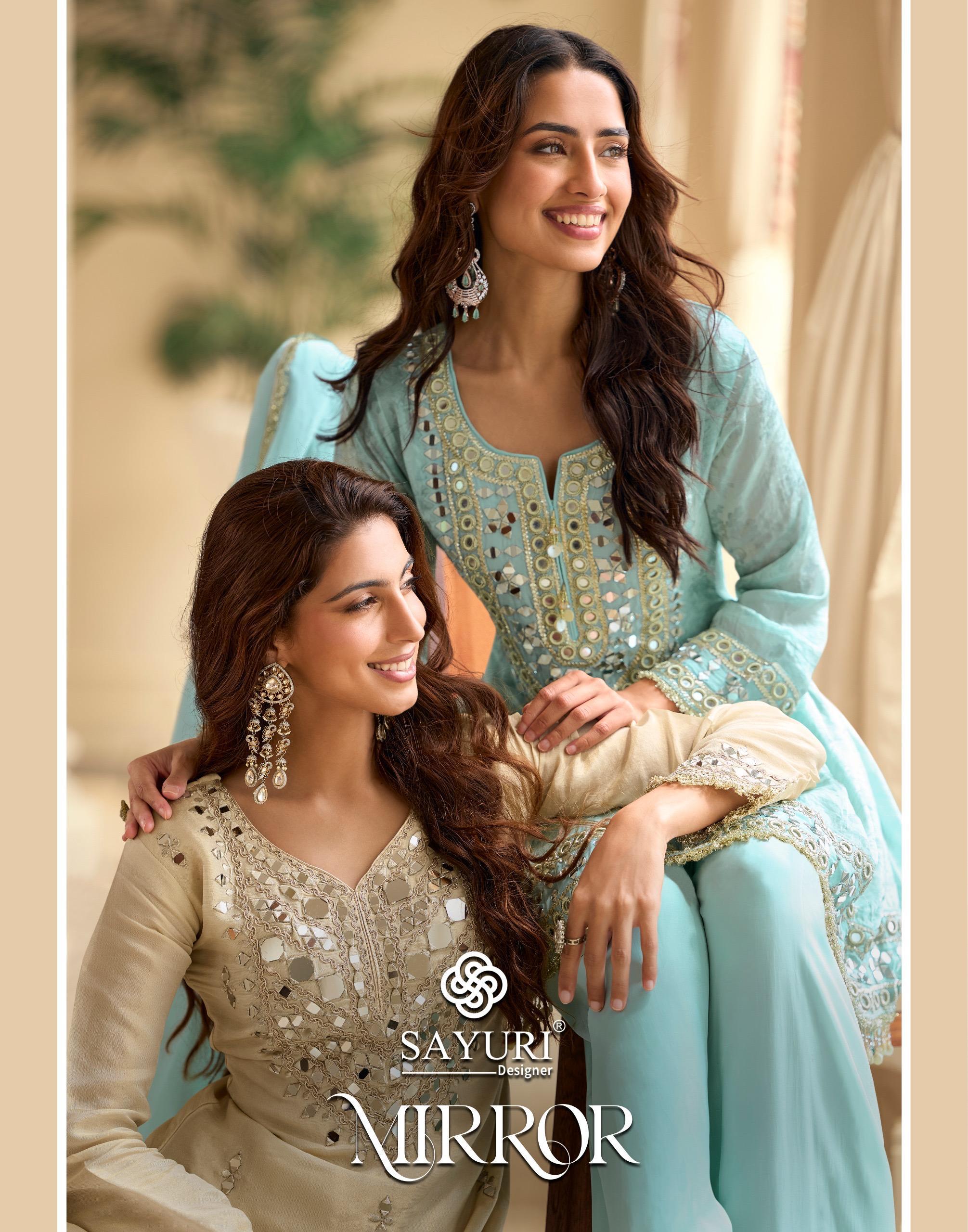 Sayuri Mirror Simar Silk Embroidery Top Plazzo With Dupatta