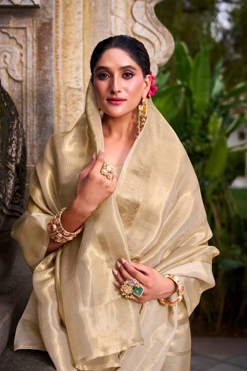 Sahuri 7204 Gold Tissue Saree Work Saree collection 