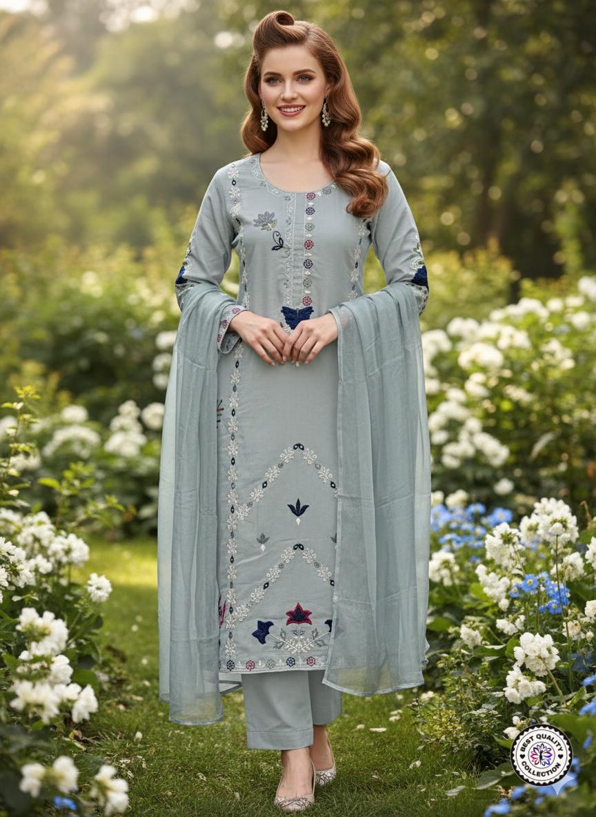 Lekha KL 1117 BSY Chanderi Silk Embroidery Kurti Bottom With Dupatta