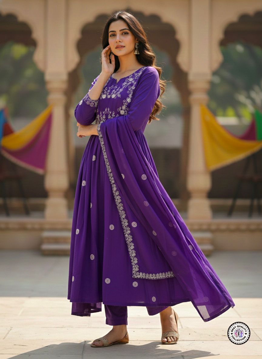 Lekha KL 6029 Rayon Slub Embroidery Printed Kurti Bottom With Dupatta
