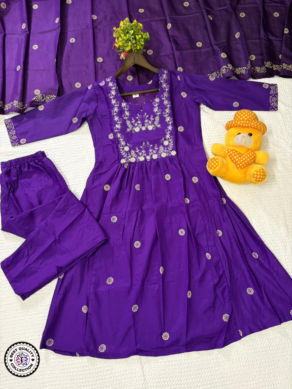Lekha KL 6029 Rayon Slub Embroidery Printed Kurti Bottom With Dupatta
