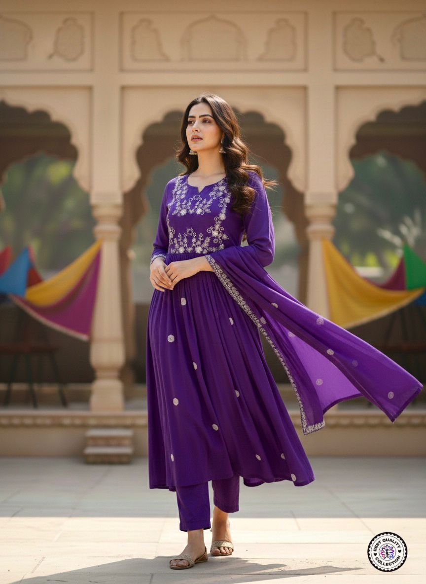 Lekha KL 6029 Rayon Slub Embroidery Printed Kurti Bottom With Dupatta