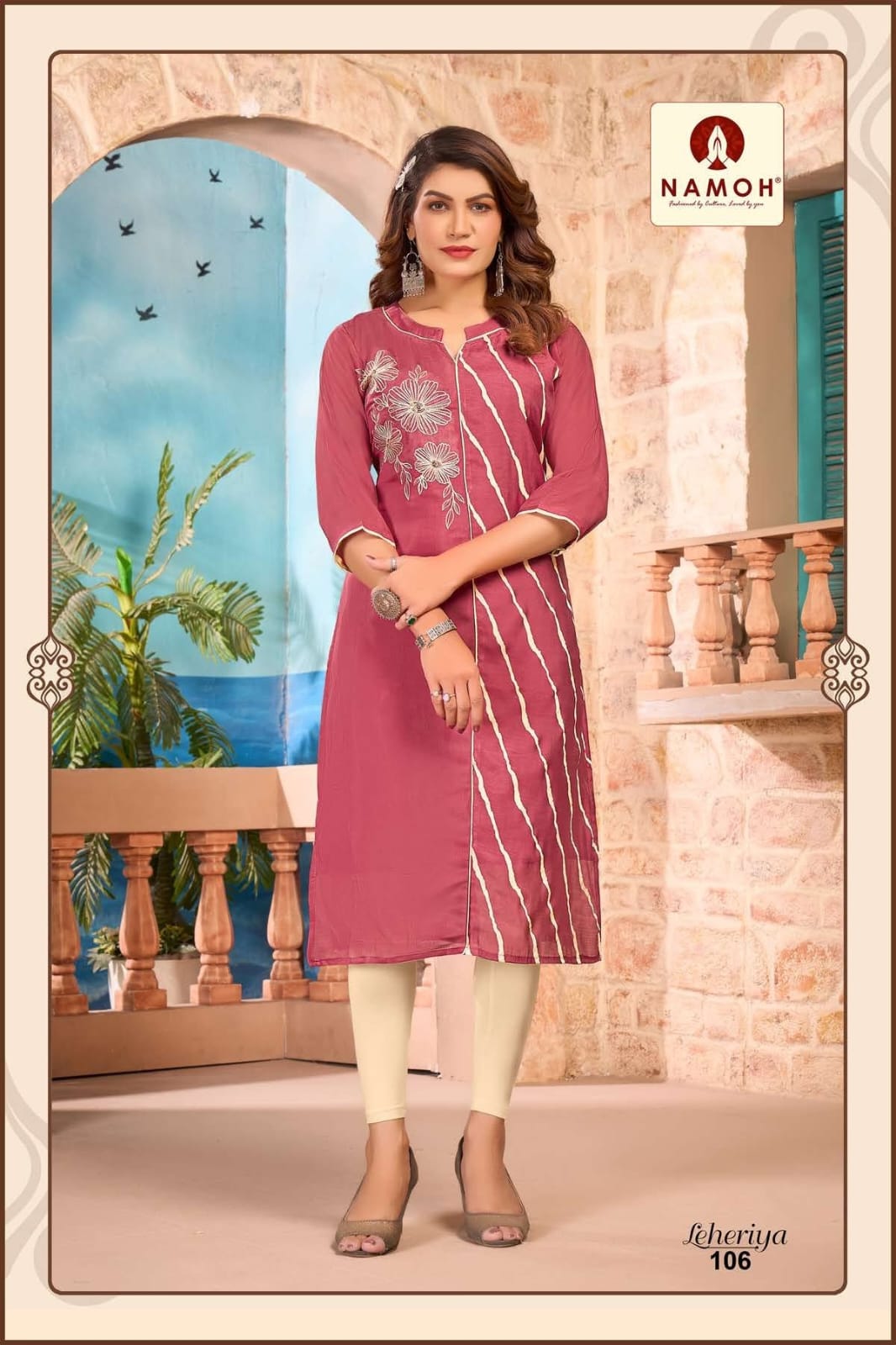 Namoh Lehriya Heavy Mull Chanderi With Embroidery Work Dress Collection 