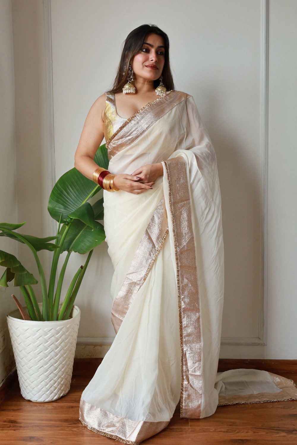 Aayaa Aaradhana Vol 12 Silk Organza Golde Lampi Border Party Wear Saree