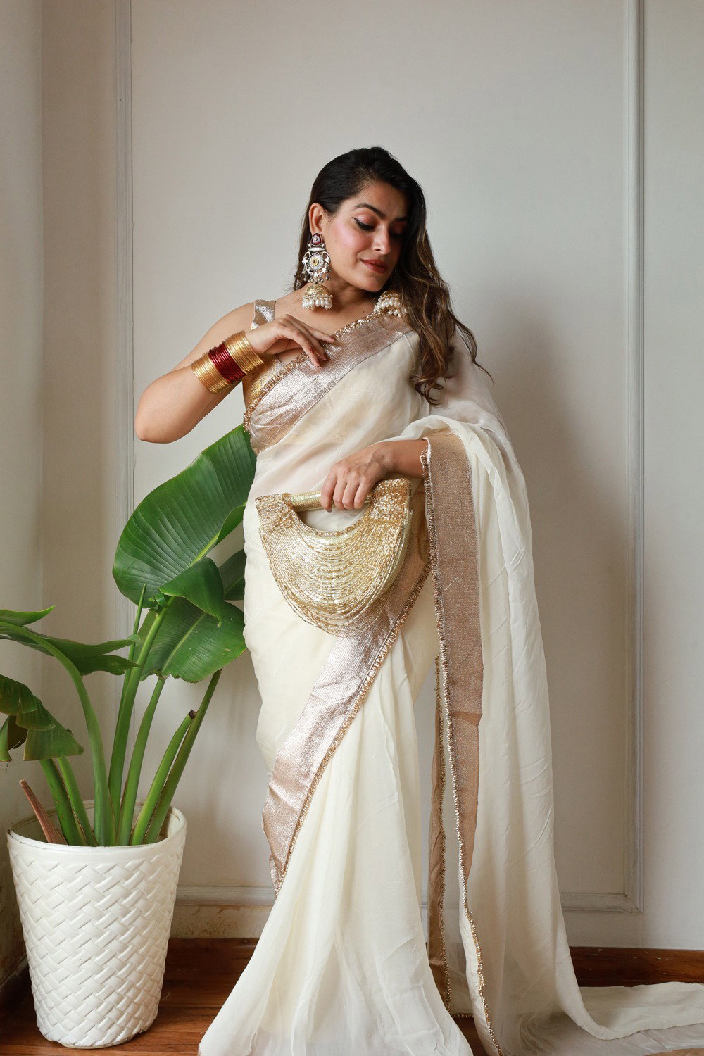 Aayaa Aaradhana Vol 12 Silk Organza Golde Lampi Border Party Wear Saree