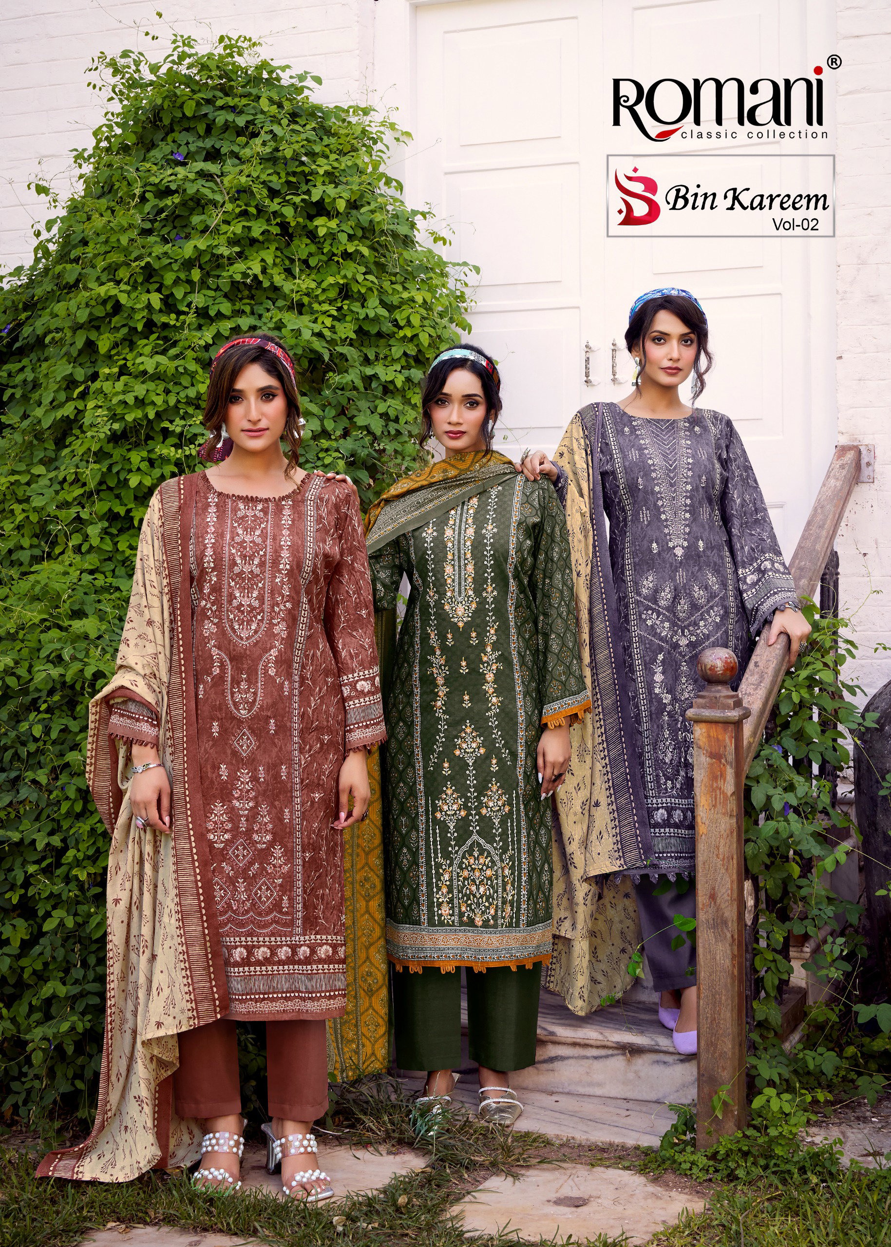 Romani Bin Kareem Vol 2 Cotton Digital Print With Work Dress Material