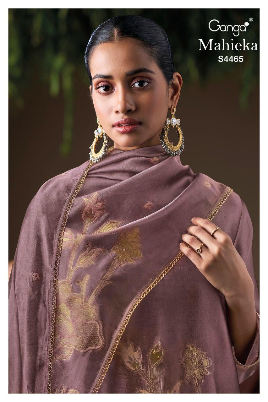 Ganga Mahieka 4465 Viscose Silk With Handwork Dress Material