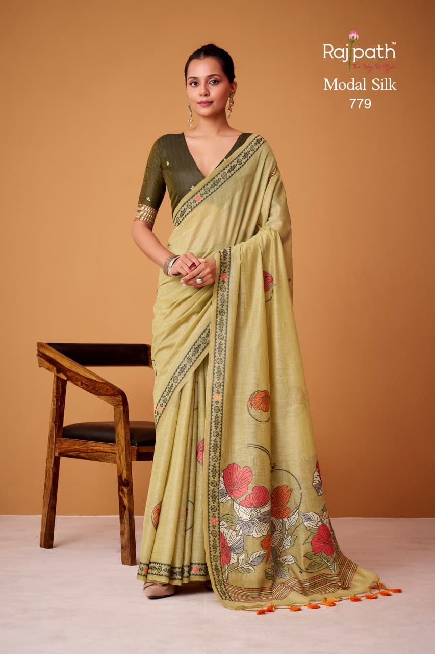 Rajpath Silver Pearls Silk Jamdani Cotton Festive Wear Saree
