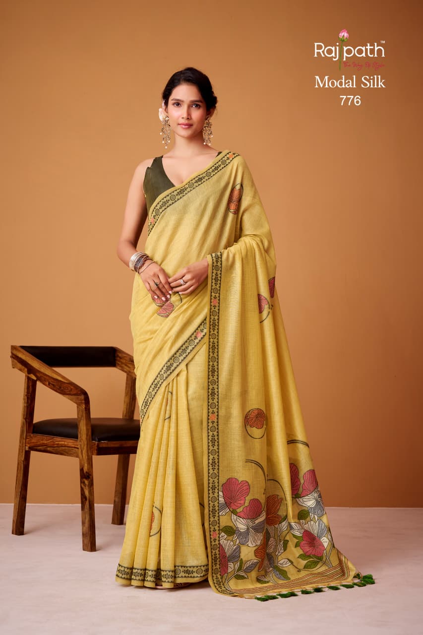 Rajpath Silver Pearls Silk Jamdani Cotton Festive Wear Saree