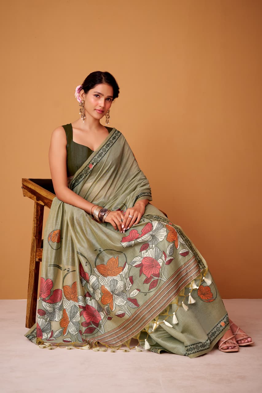 Rajpath Silver Pearls Silk Jamdani Cotton Festive Wear Saree