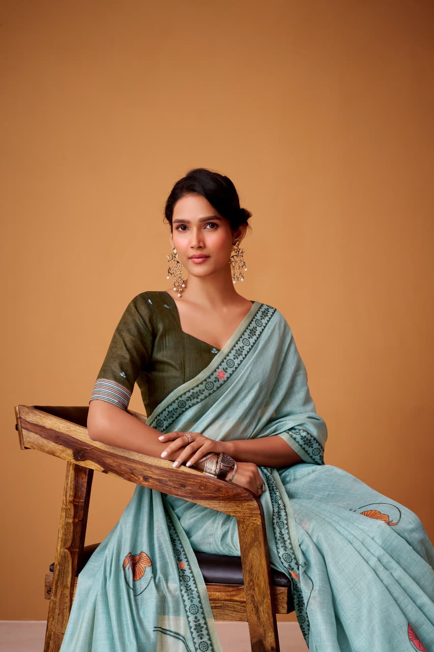 Rajpath Silver Pearls Silk Jamdani Cotton Festive Wear Saree