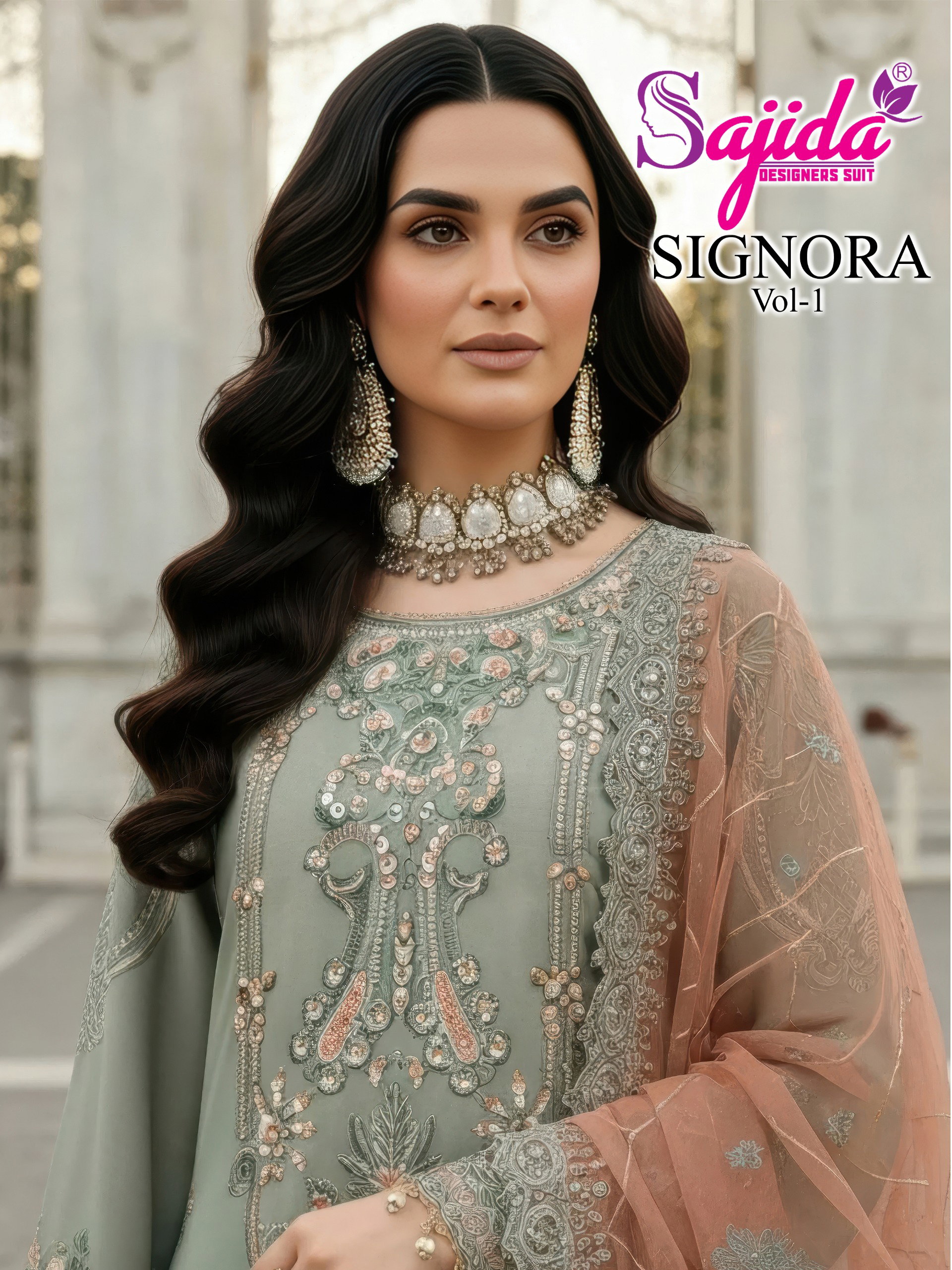 Sajida Signora Vol 1 Georgette With Embroidered Work Pakistani Salwar Kameez