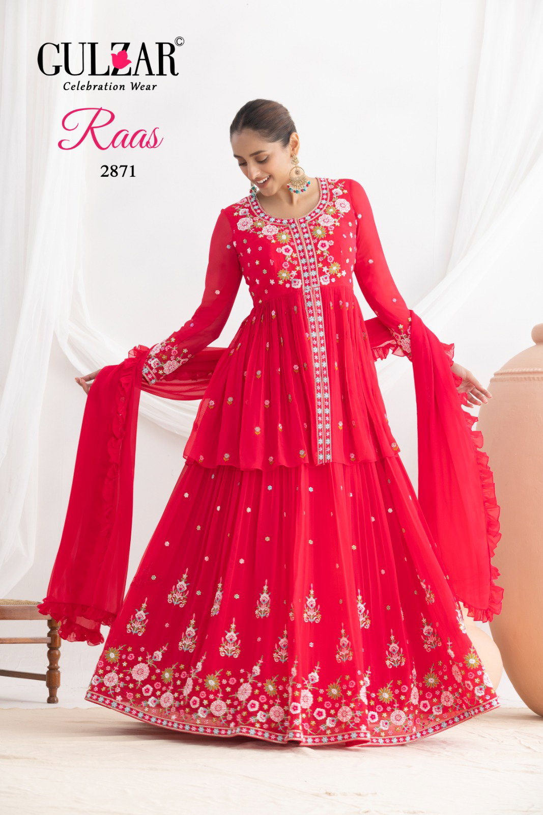 Gulzar Raas Georgette With Resham And Beads Work Top Lehenga And Dupatta