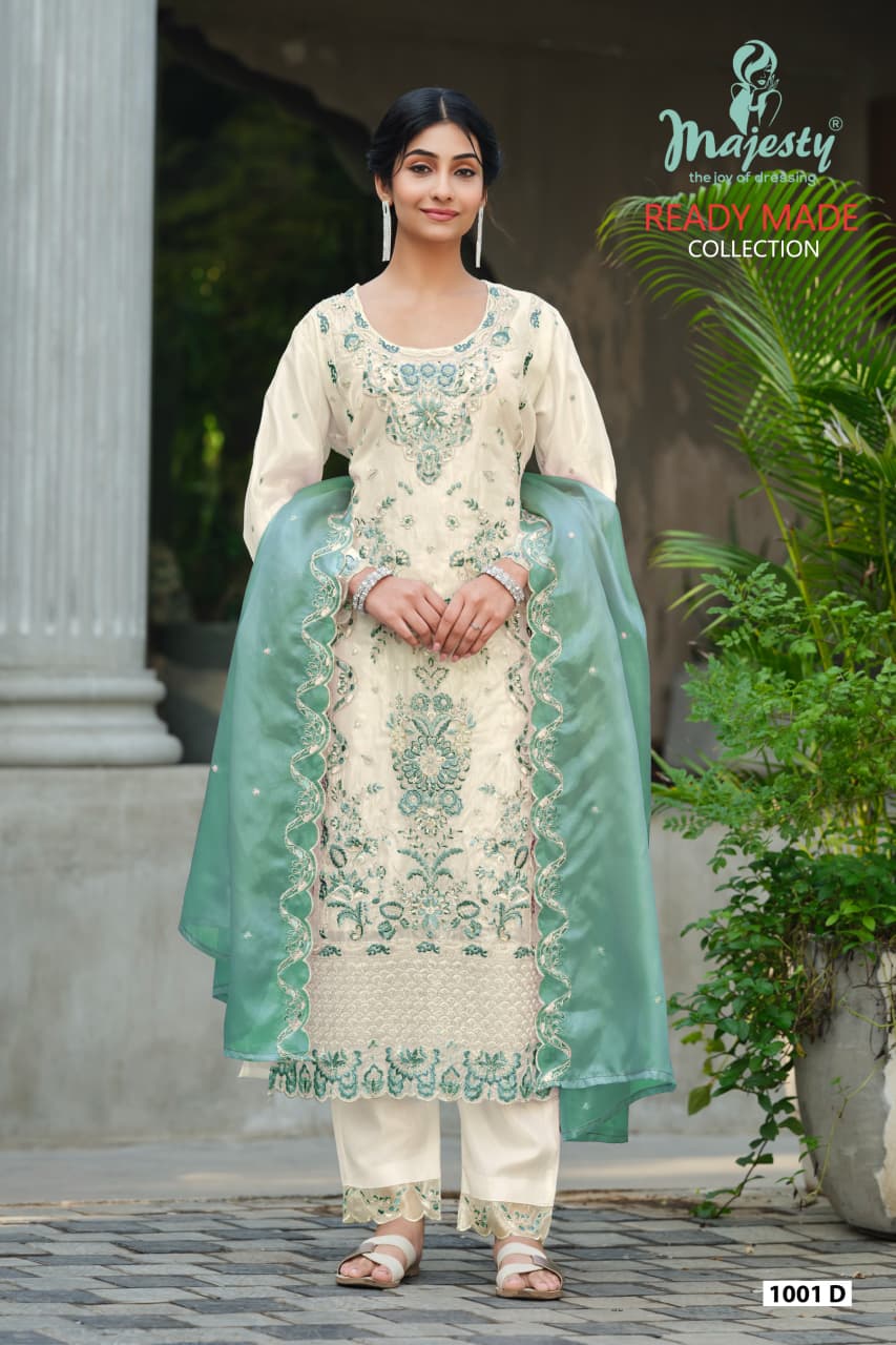 Majesty 1001 A To D Glass Organza With Work Paksitani Salwar Kameez