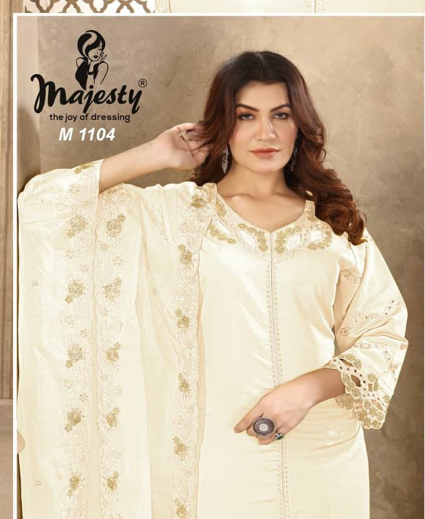 Majesty M 1101 To 1104 Roman Silk With Work Paksitani Salwar Kameez