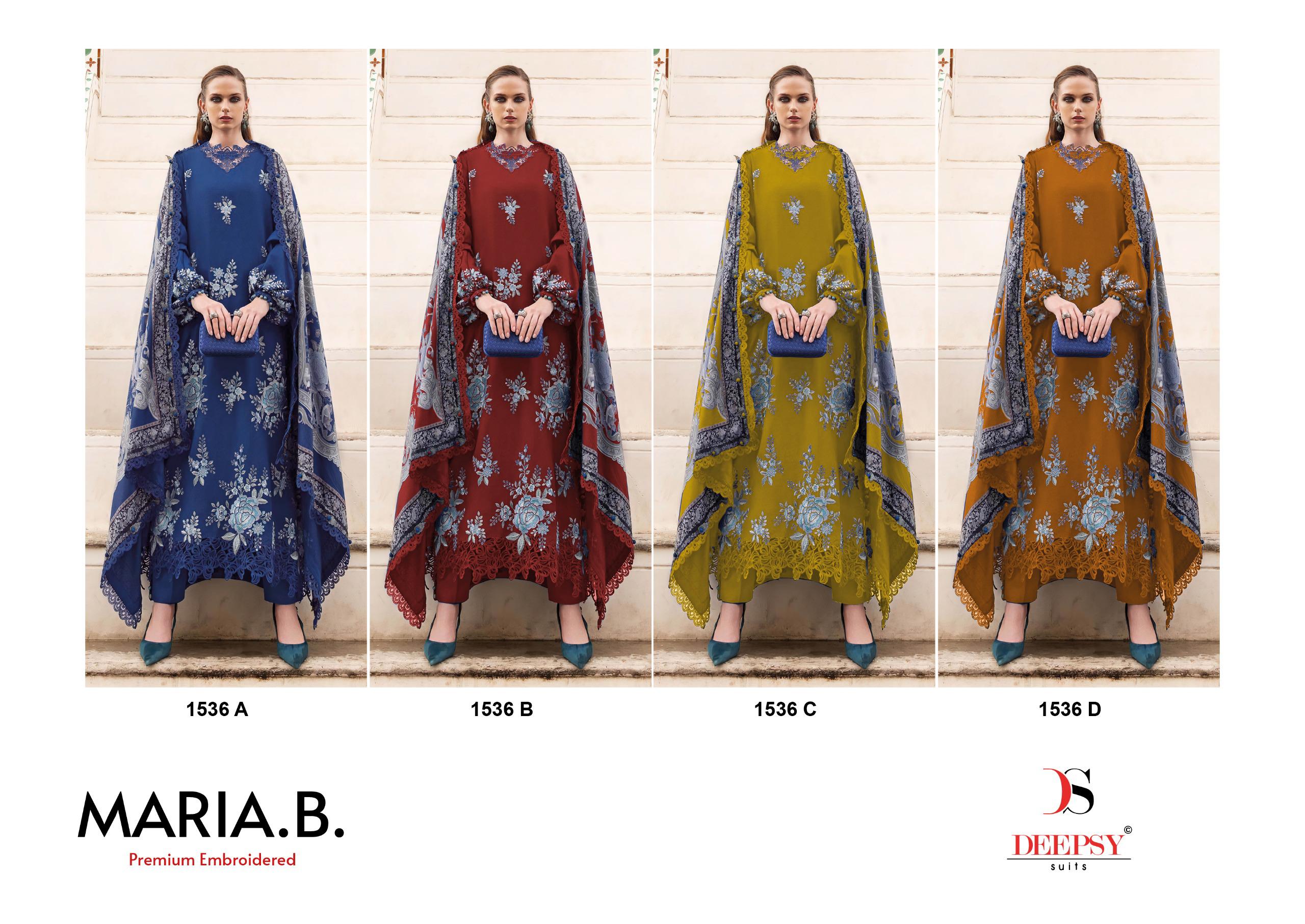Deepsy Maria B 1536 A To D Chiffon Dupatta Viscose Pakistani Salwar Kameez