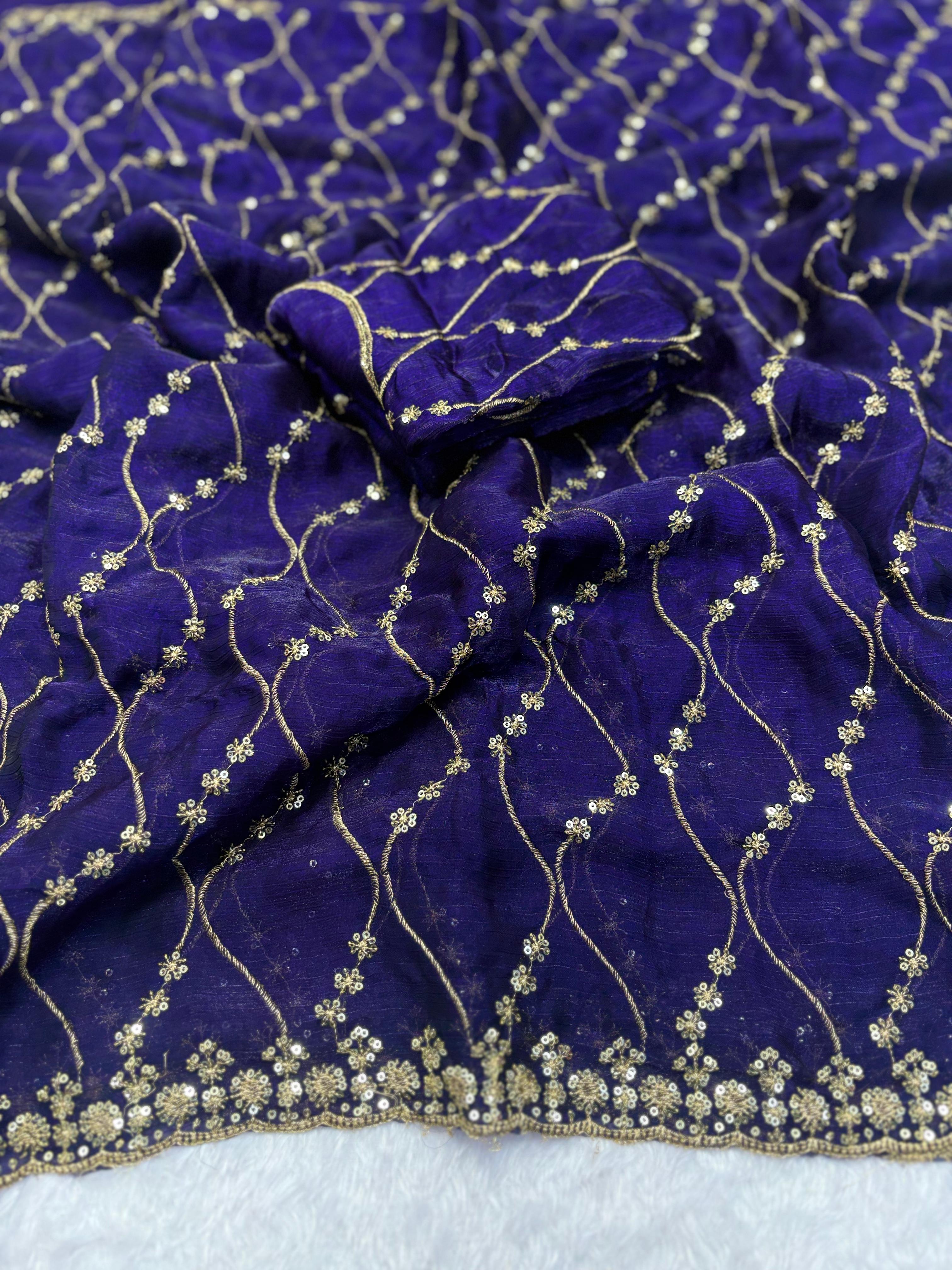 Pallavi Arhaaam Chiffon Sequence Wedding Wear Saree