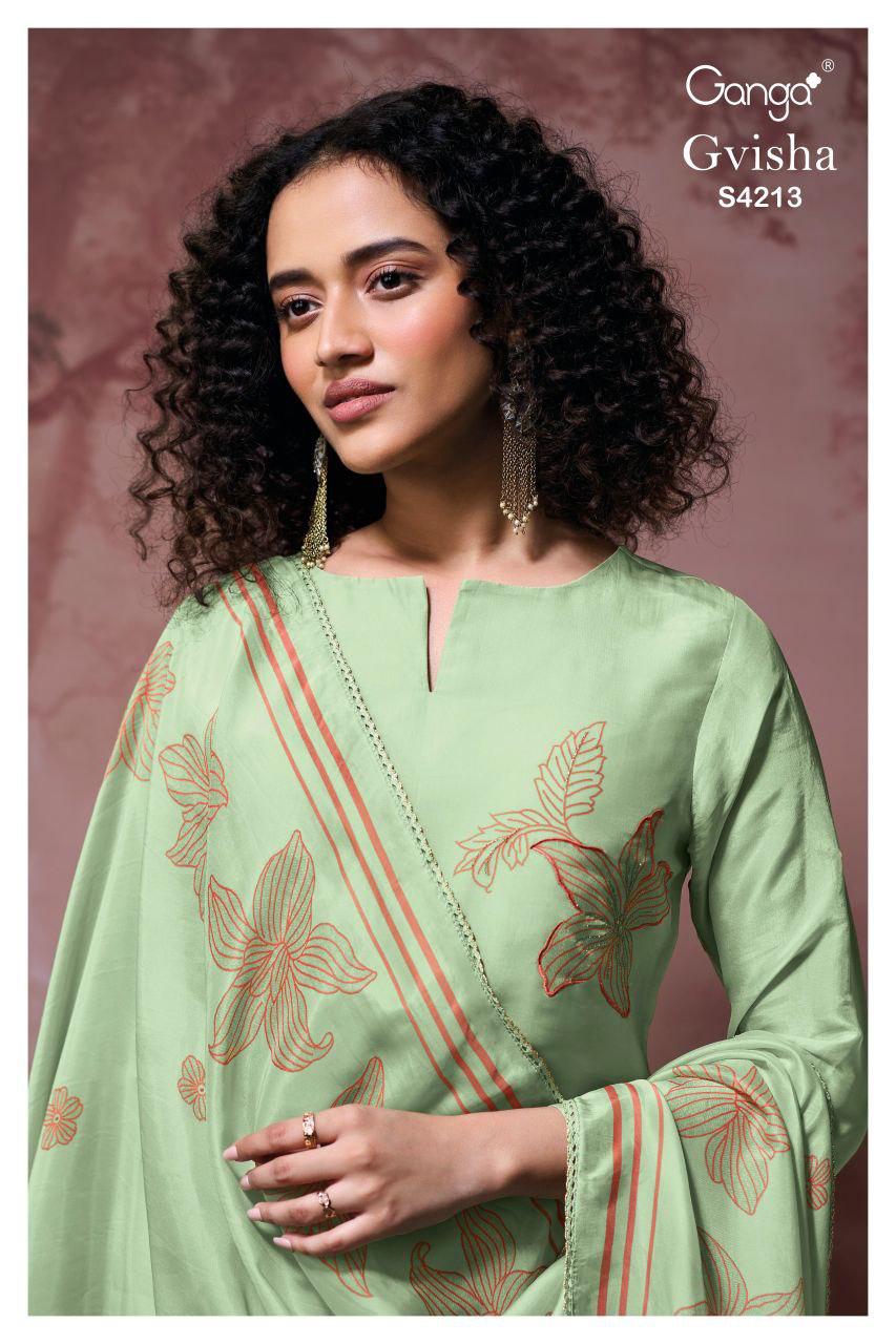 Ganga Gvisha 4213 Bemberg Silk With Embroidery Salwar Kameez