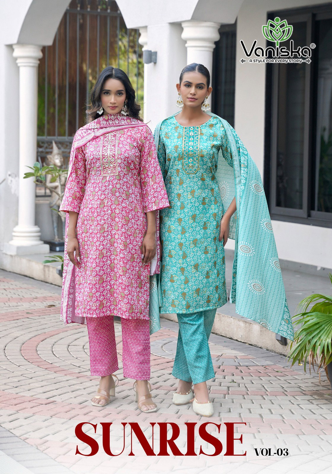 Vaniska Sunrise Vol 3 Capsul Foil Print Kurti Pant And Dupatta Collection