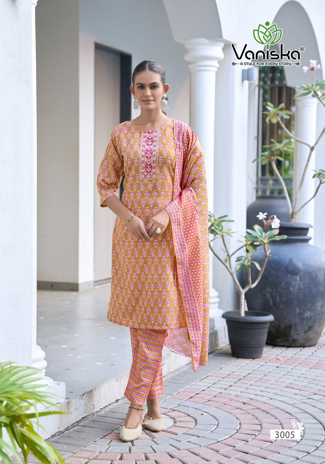 Vaniska Sunrise Vol 3 Capsul Foil Print Kurti Pant And Dupatta Collection