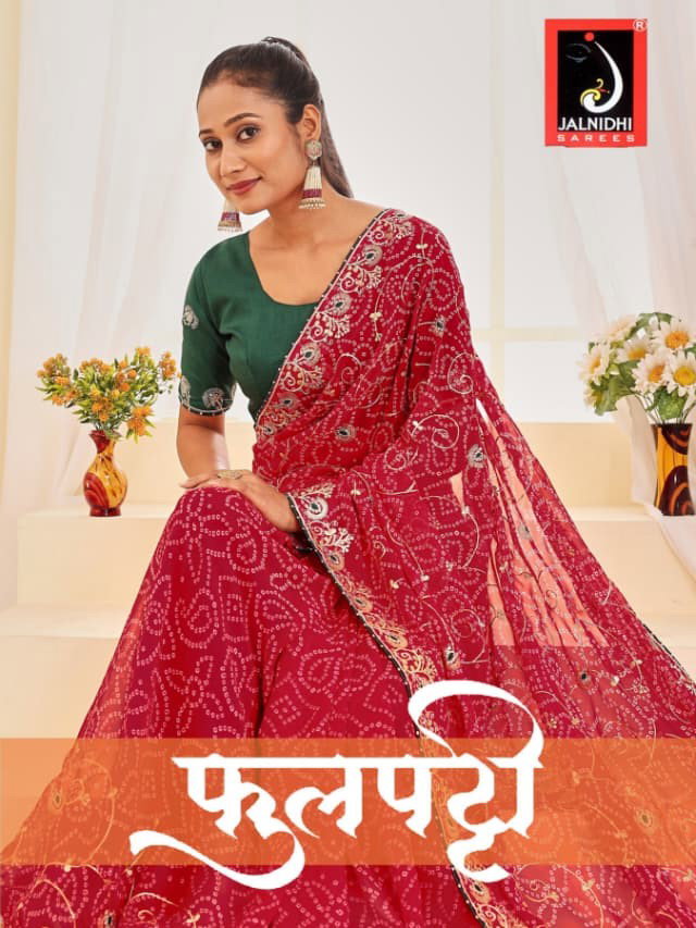 Jalnidhi Ful Patti Georgette With Embroidery Bandhani Saree Collection