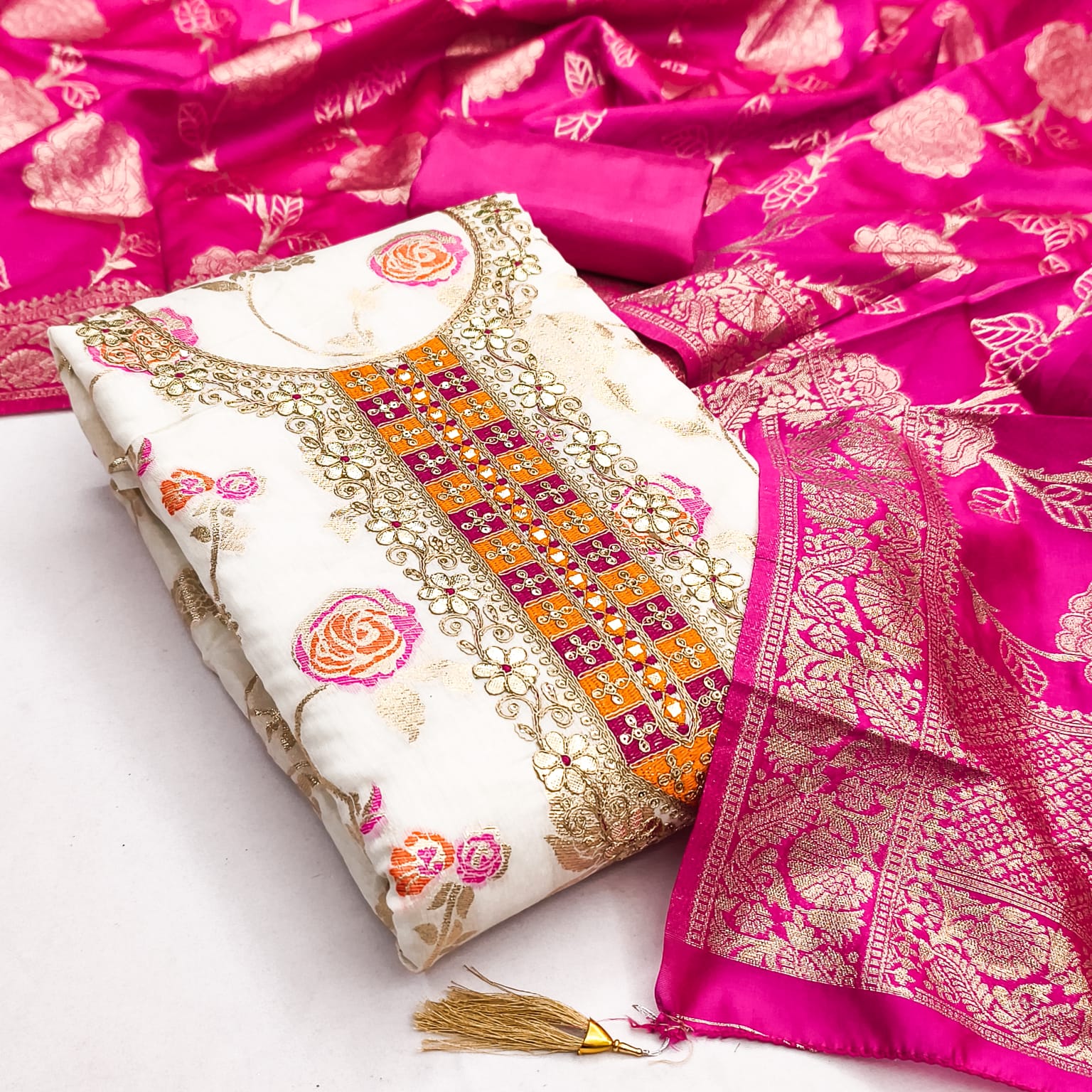 Designer Dulhan Modal Weaving Meenakari Zakard Kodding Squance Work Dress Material Collection 